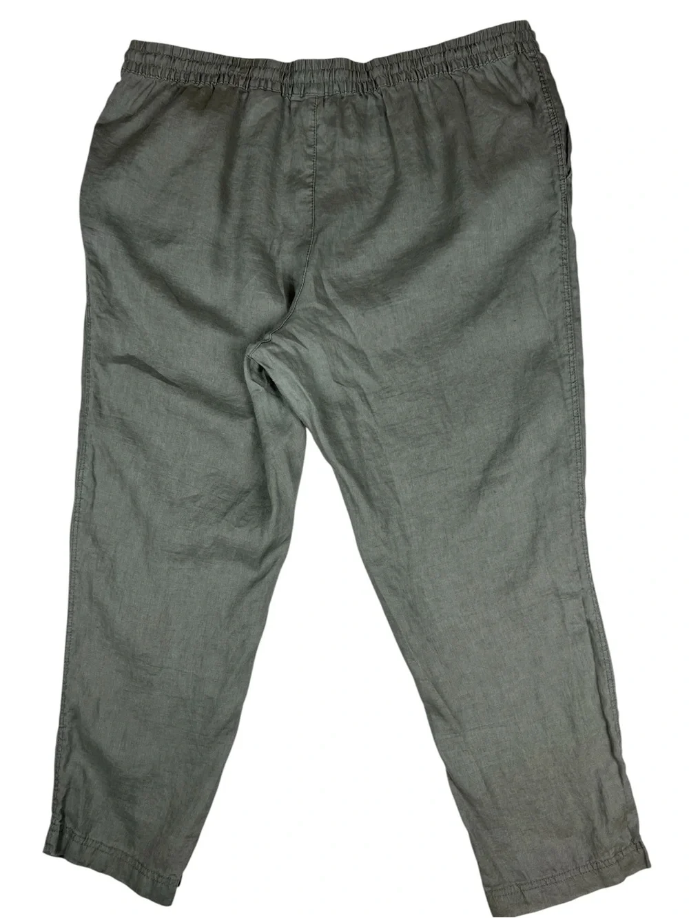 H&M Gray 100% Linen Drawstring Elastic Waist Relaxed Pants Coastal Grandma XXL